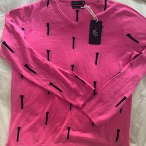 Women's XS Pink V-Neck Silk and Cashmere Sweater NWT golf sweater